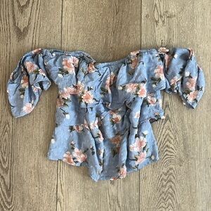American Eagle Floral Off Shoulder Crop Top
